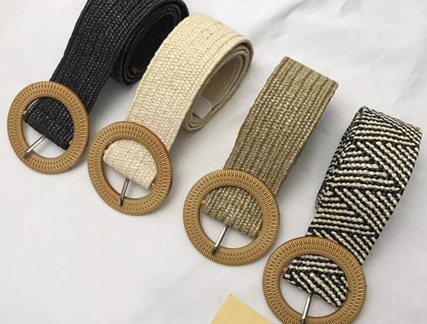 Straw weave decoration artistic simple belt for skirt