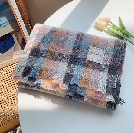 Colorful plaid autumn and winter women's scarf warm thickening large shawl