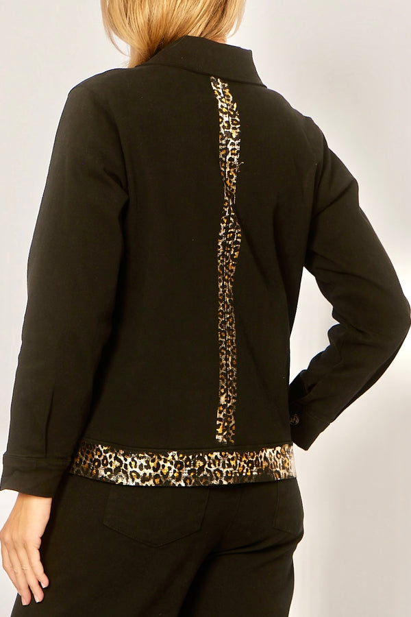 95% COTTON 5% ELASTANE ANIMAL PRINT TRIM JACKET