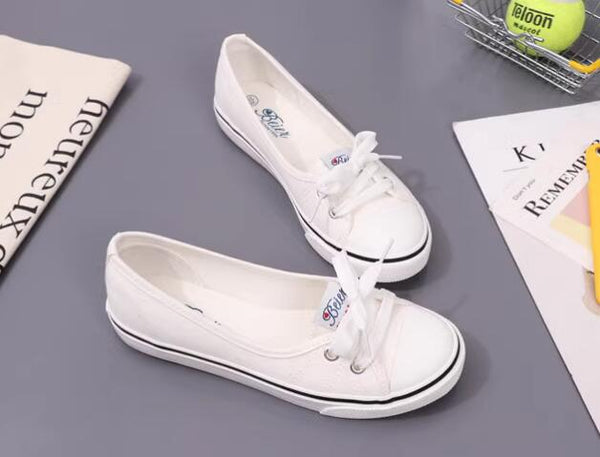 Shallow mouth canvas flat shoes