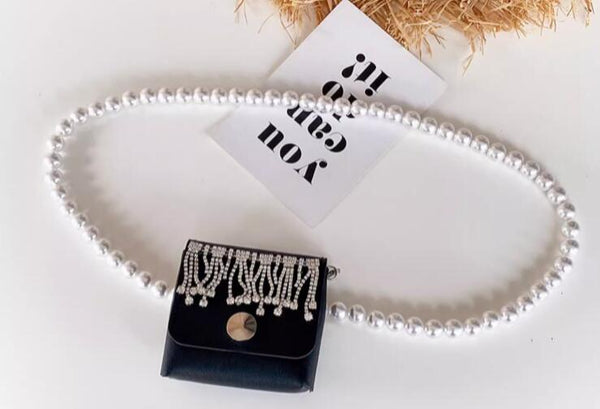 Simple and versatile pearl chain waist bag